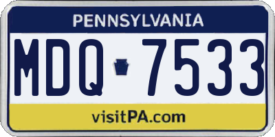 PA license plate MDQ7533