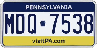 PA license plate MDQ7538