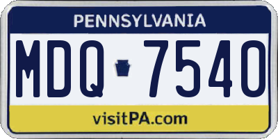 PA license plate MDQ7540