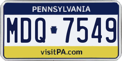 PA license plate MDQ7549
