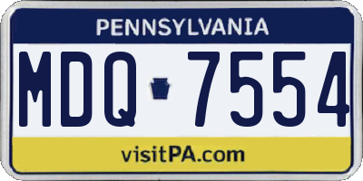 PA license plate MDQ7554