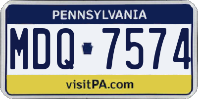 PA license plate MDQ7574