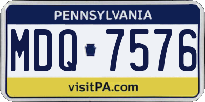 PA license plate MDQ7576