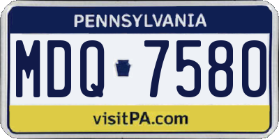 PA license plate MDQ7580