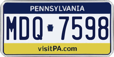 PA license plate MDQ7598