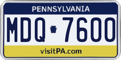 PA license plate MDQ7600