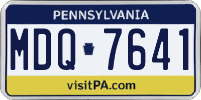 PA license plate MDQ7641