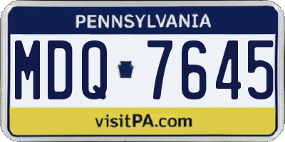 PA license plate MDQ7645