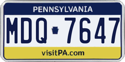 PA license plate MDQ7647
