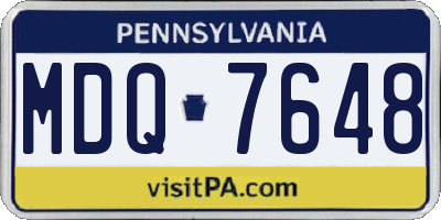 PA license plate MDQ7648