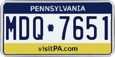 PA license plate MDQ7651