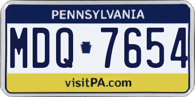 PA license plate MDQ7654