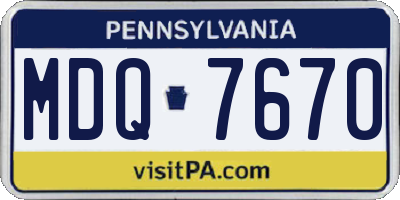 PA license plate MDQ7670