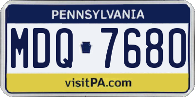 PA license plate MDQ7680