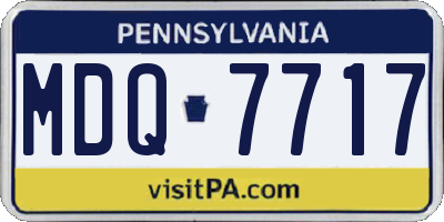 PA license plate MDQ7717
