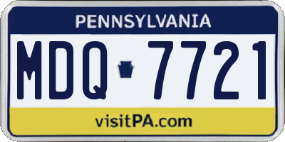 PA license plate MDQ7721
