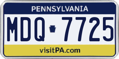 PA license plate MDQ7725