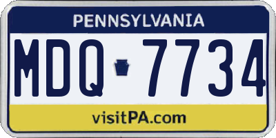 PA license plate MDQ7734