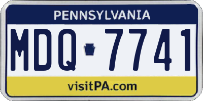 PA license plate MDQ7741