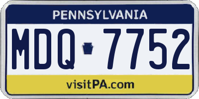 PA license plate MDQ7752
