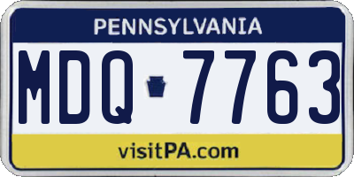 PA license plate MDQ7763