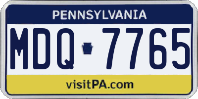 PA license plate MDQ7765