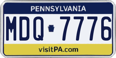 PA license plate MDQ7776