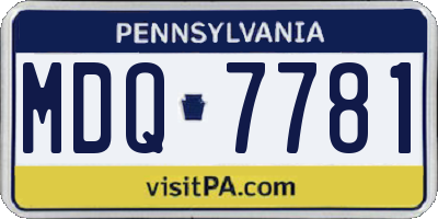 PA license plate MDQ7781