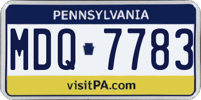 PA license plate MDQ7783