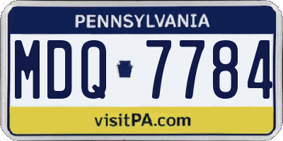 PA license plate MDQ7784