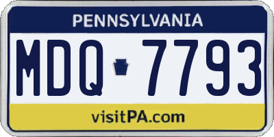 PA license plate MDQ7793