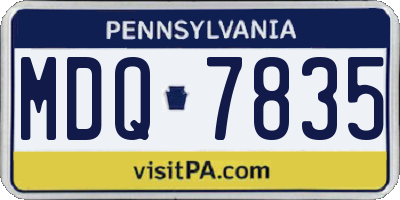 PA license plate MDQ7835