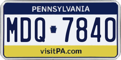 PA license plate MDQ7840