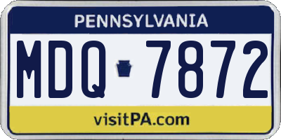 PA license plate MDQ7872