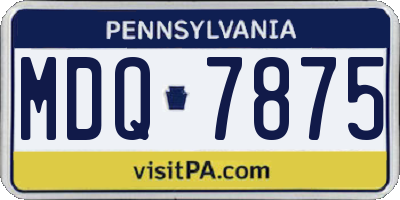 PA license plate MDQ7875
