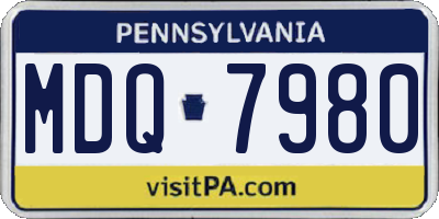 PA license plate MDQ7980