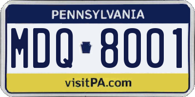 PA license plate MDQ8001
