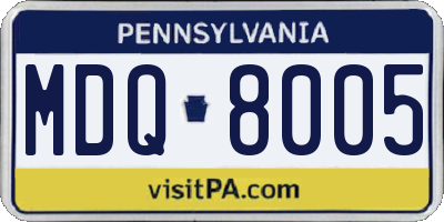 PA license plate MDQ8005