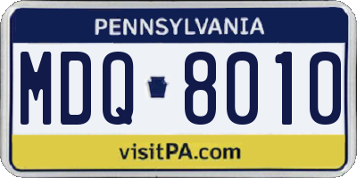 PA license plate MDQ8010