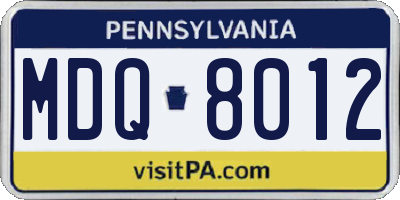 PA license plate MDQ8012