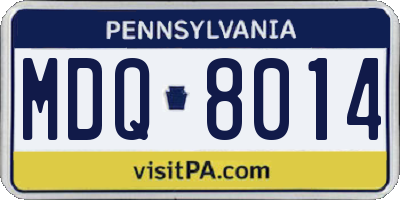 PA license plate MDQ8014