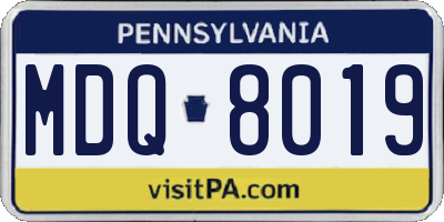 PA license plate MDQ8019