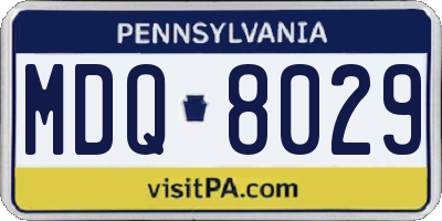 PA license plate MDQ8029