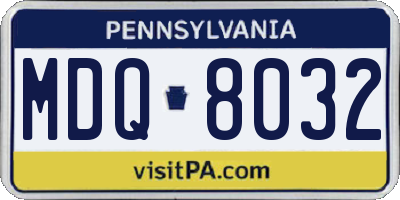 PA license plate MDQ8032