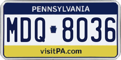 PA license plate MDQ8036