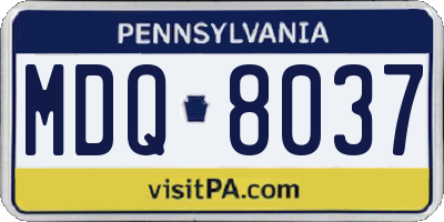PA license plate MDQ8037