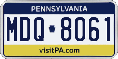 PA license plate MDQ8061