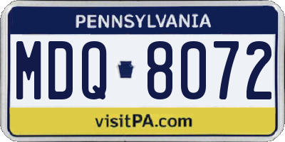 PA license plate MDQ8072