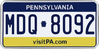 PA license plate MDQ8092