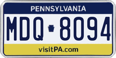 PA license plate MDQ8094
